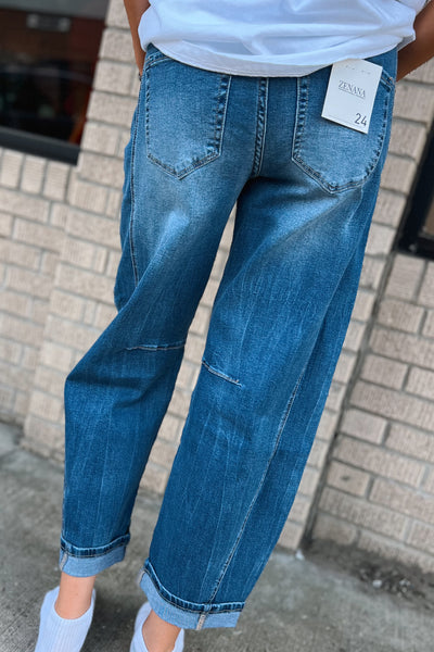 Medium Washed Barrel Jeans