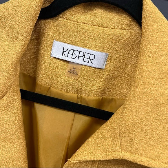 Kasper Mustard Open Front Blazer Size 16