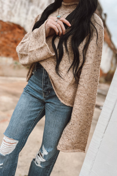 The Janie Taupe Speckled Sweater