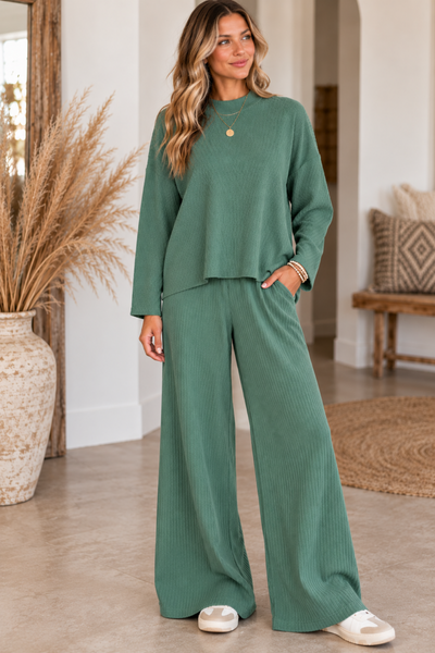 Off the Clock Ribbed Sweater - Ash Jade