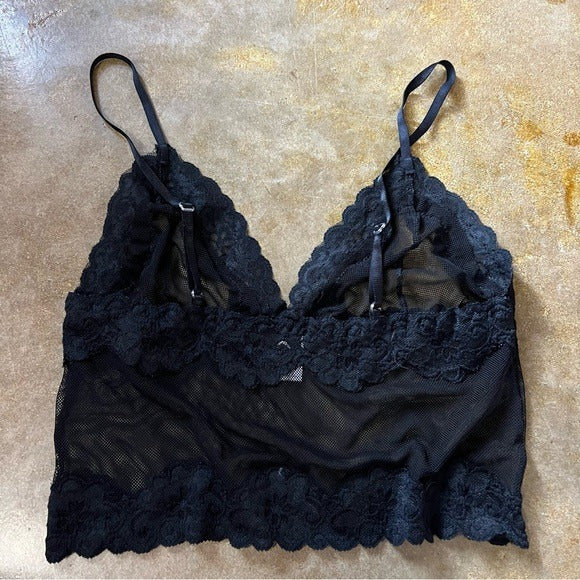 Black Lace Crop Lingerie Top Size Large