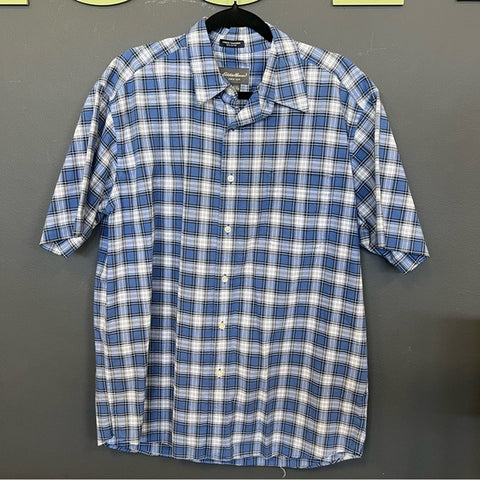 Eddie Bauer Corded Chambray Blue Button Down Large