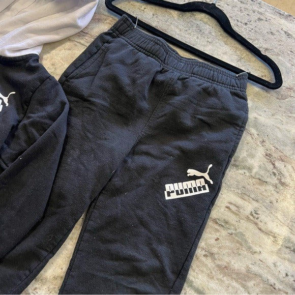 Puma Boys 2 Piece Set Black + White Full Zip Jacket + Joggers Size 6