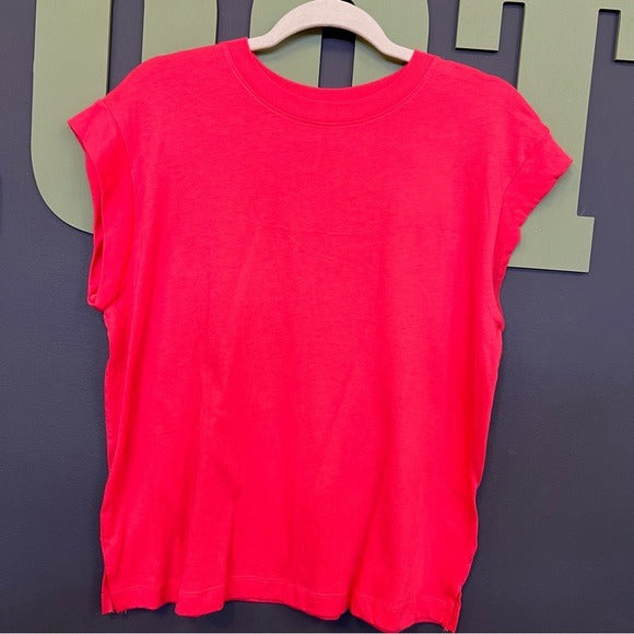 A New Day Red Solid Crew Neck Boxy Fit Blouse Small