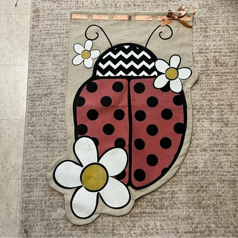 Large Ladybug + Flower Yard Flag