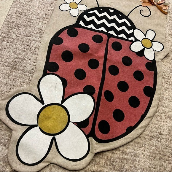 Large Ladybug + Flower Yard Flag