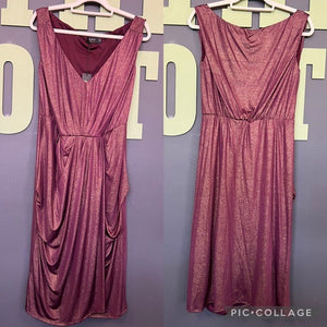 NWT Igigi Metallic Shimmer Maroon V-Neck Midi Dress Size 14/16