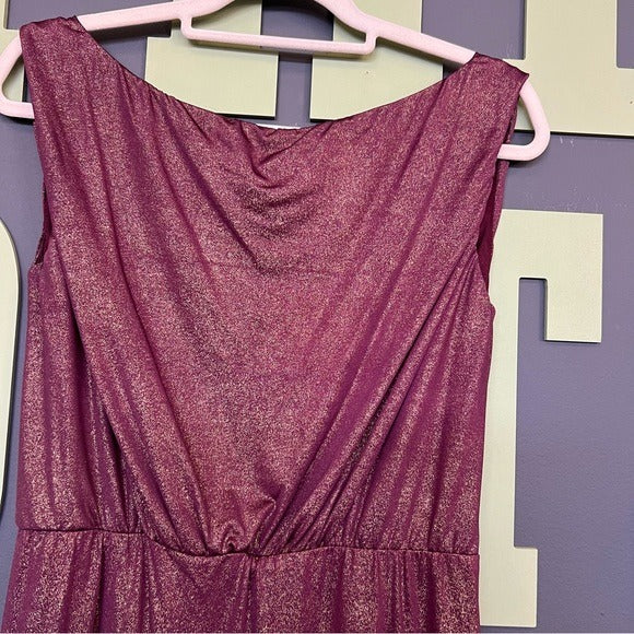 NWT Igigi Metallic Shimmer Maroon V-Neck Midi Dress Size 14/16