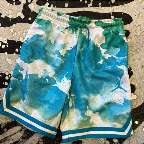 Air Jordan Boys Blue + Green Athletic Shorts Youth Medium