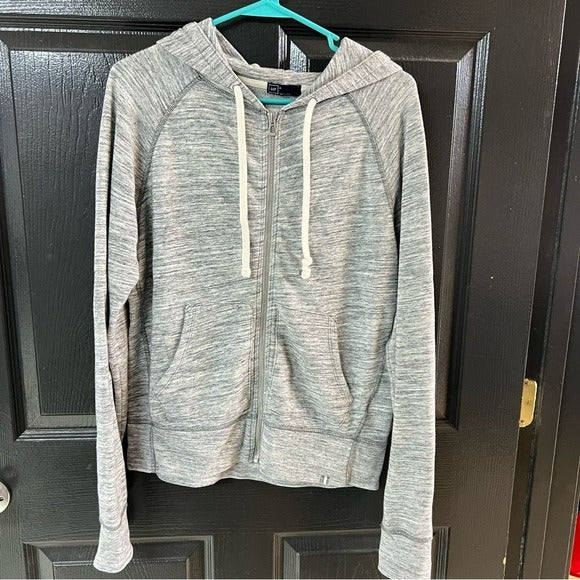 Gap Heather Gray Basic Full Zip Hooded Jacket Size M