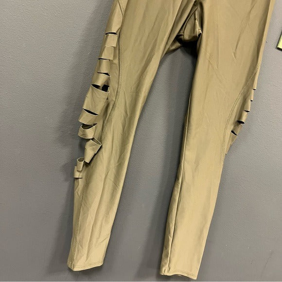Olive Green Side Slit Workout Leggings Size S/M