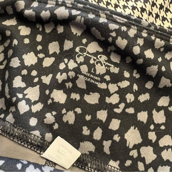Jessica Simpson Active Black Animal Print Leggings Large