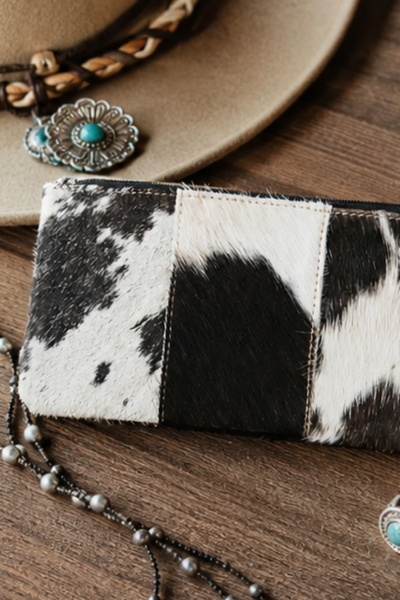 Tooled Leather + Cowhide Wallet