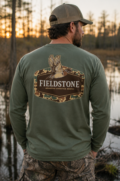Fieldstone Long Sleeve Camo Wood Duck Tee