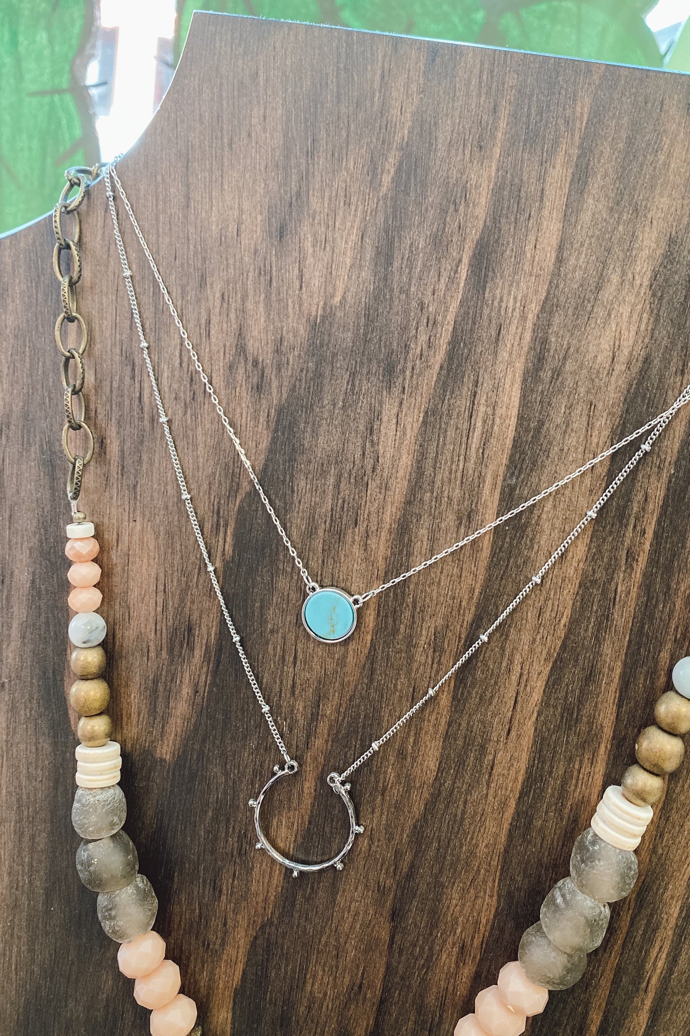 Silver + Turquoise Circle Layered Necklace