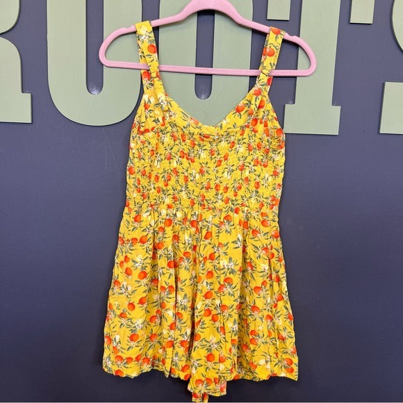 Wild Fable Yellow Sleeveless Summer Romper Orange Fruit Medium