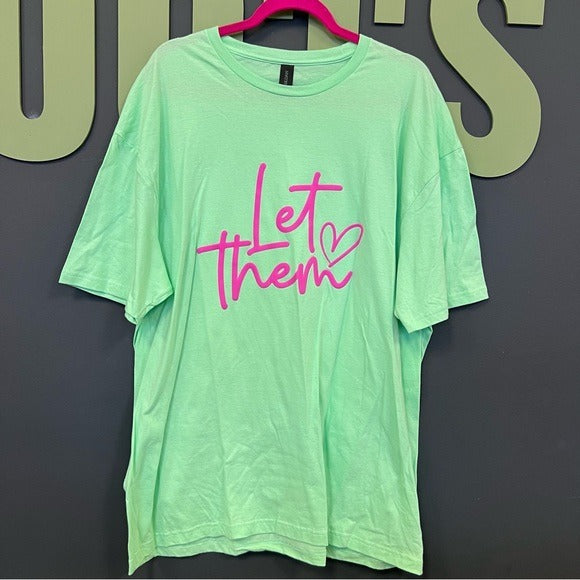 Let Them Mint + Hot Pink Inspirational Graphic Tee Size 2XL