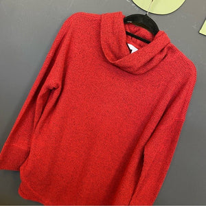 Time and Tru Women's Waffle Cowl Neck Red Sweater Medium