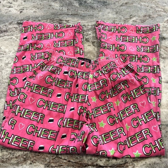 Girls Pink Cheer Lounge Pajama Pants Youth Medium