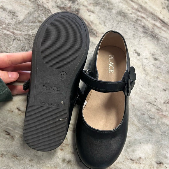 The Children’s Place Black Slip On Buckle Dress Shoes Size 11