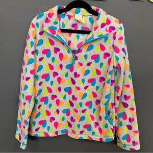 Girls Multicolor Heart Print Quarter Zip Pullover Size Youth Large