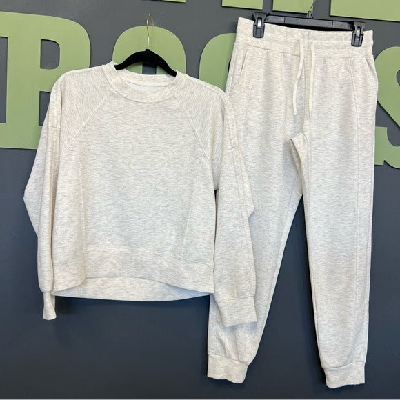 RBX Cream Pullover + Jogger Loungewear Set Small