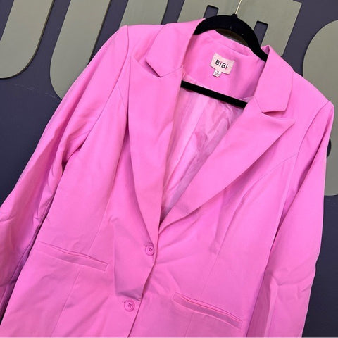 BiBi Bubblegum Pink Long Suit Blazer Size Women’s Medium