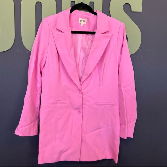 BiBi Bubblegum Pink Long Suit Blazer Size Women’s Medium