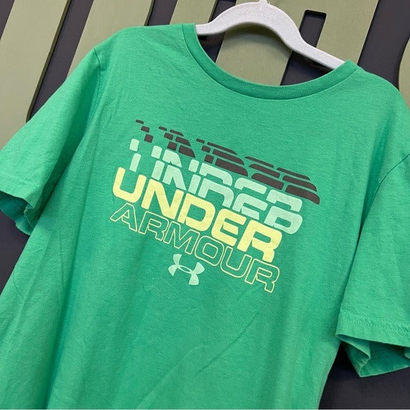 Under Armour Green Loose Fit Stacked Graphic Tee Size Youth XL