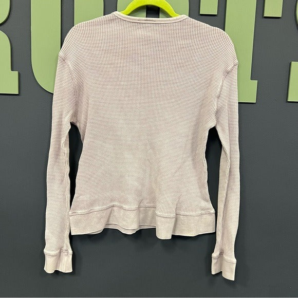 Mono B Mauve Thermal Waffle Knit Long Sleeve Top Large