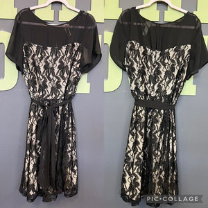 NWOT Julian Taylor Black Lace Bow Tie Midi Dress Size 18W