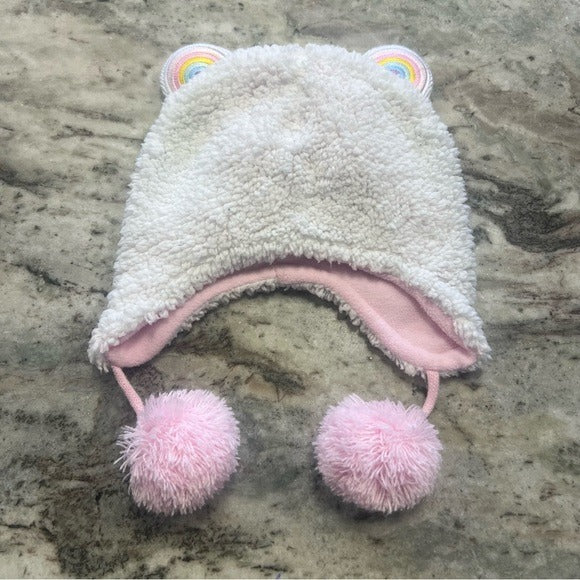 Girls Unicorn Pom Pom Toboggan Beanie