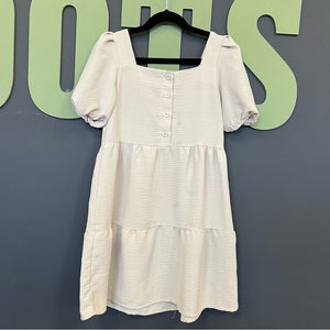 Grace Karin Ivory Button Front Square Neck Dress Size Youth 6