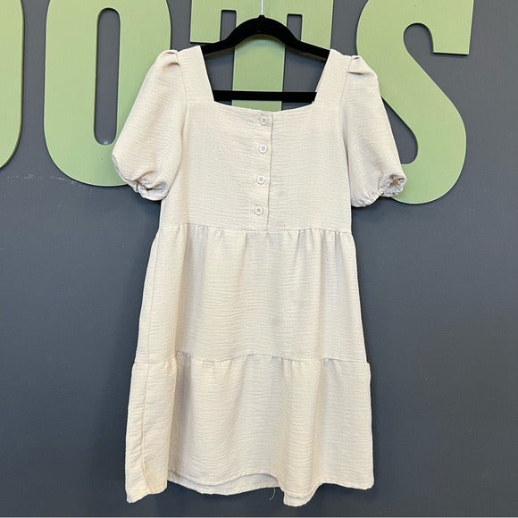 Grace Karin Ivory Button Front Square Neck Dress Size Youth 6