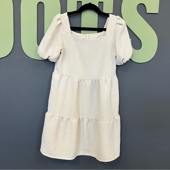 Grace Karin Ivory Button Front Square Neck Dress Size Youth 6