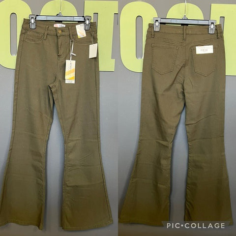 YMI Olive Green Flare Stretch Denim Pants Size Large