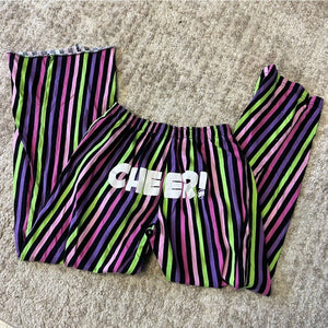 Multicolor Striped Cheer Pajama Pants Size Youth Large