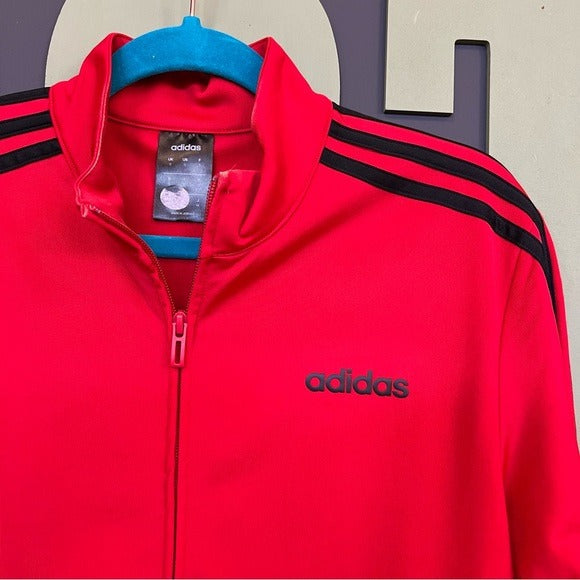 Adidas Men’s Red + Black Full Zip Tricot Track Jacket Small