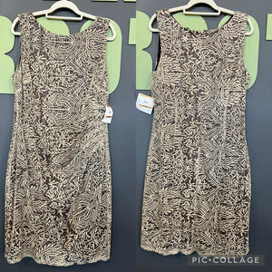 NWT Anne Klein Shimmer Lace Burgundy + Cream Lined Sleeveless Dress Size 16