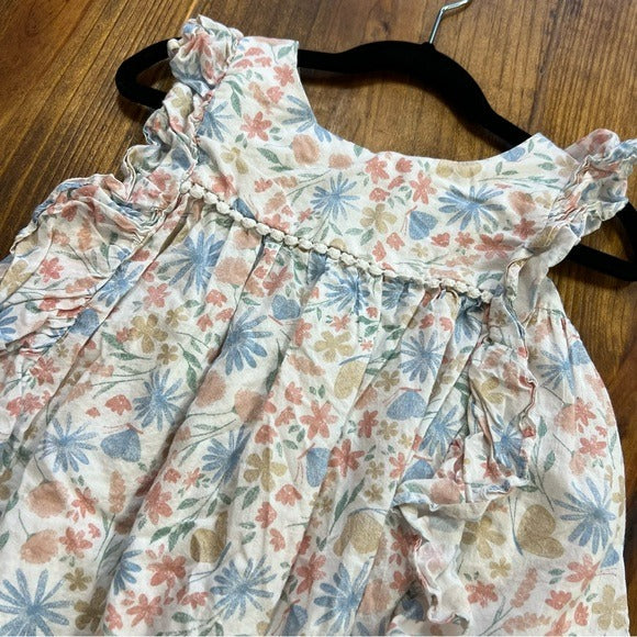 Shabby Chic Girls Boho Floral Lined Ruffle Dress Size 7