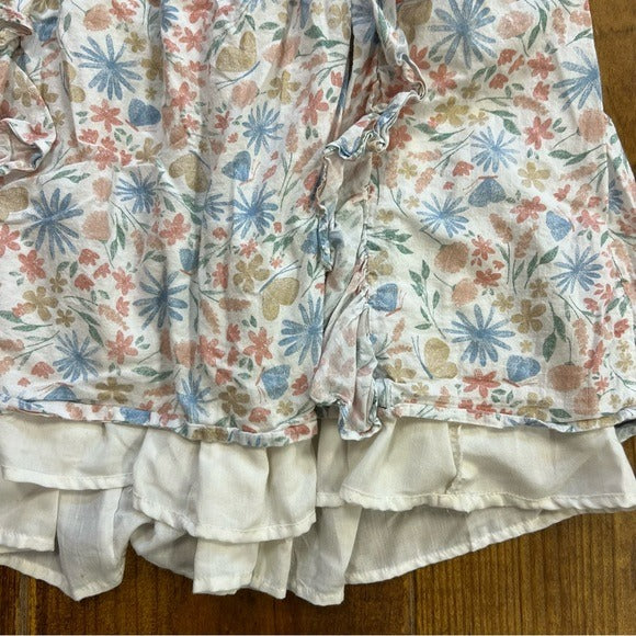 Shabby Chic Girls Boho Floral Lined Ruffle Dress Size 7