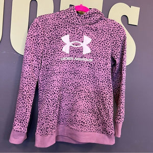 Under Armour Purple Leopard Girls Fuzzy Hoodie Size Youth Large