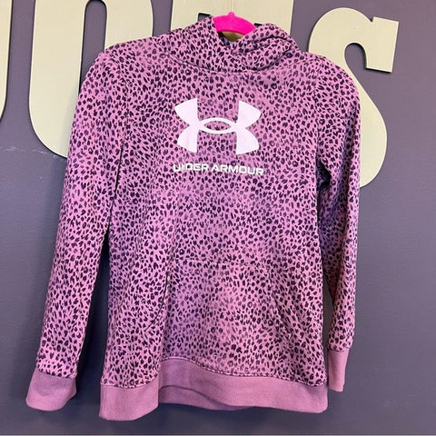 Under Armour Purple Leopard Girls Fuzzy Hoodie Size Youth Large