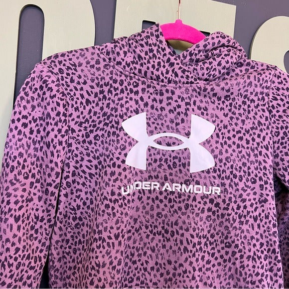 Under Armour Purple Leopard Girls Fuzzy Hoodie Size Youth Large