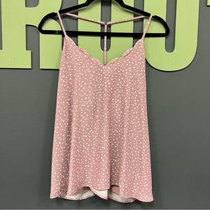 Blush Polka Dot Scalloped Tank Top Size XL