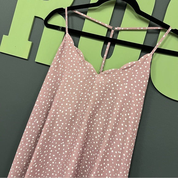 Blush Polka Dot Scalloped Tank Top Size XL