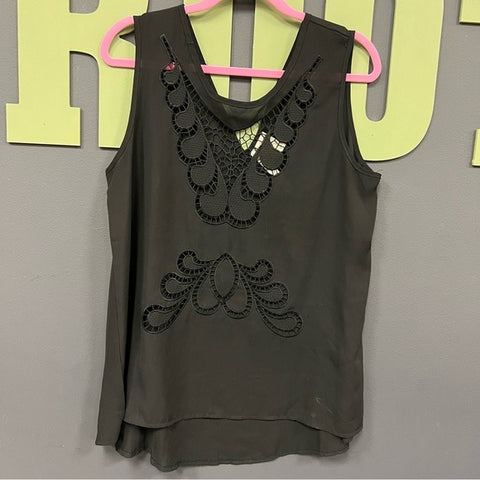 Forgotten Grace Black Cutout V-Neck Tank Top Size Large