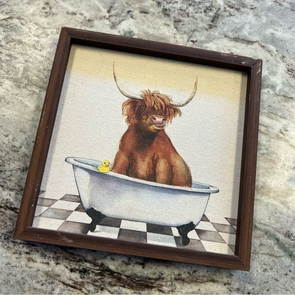 Western Cow Bathroom Decor Picture 11.5 x 11.5