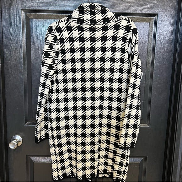 Rain + Rose Houndstooth Knee Length Collared Peacoat Women’s XL