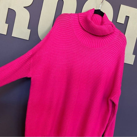 NWT Hot Pink Thick Turtleneck Sweater Dress Small